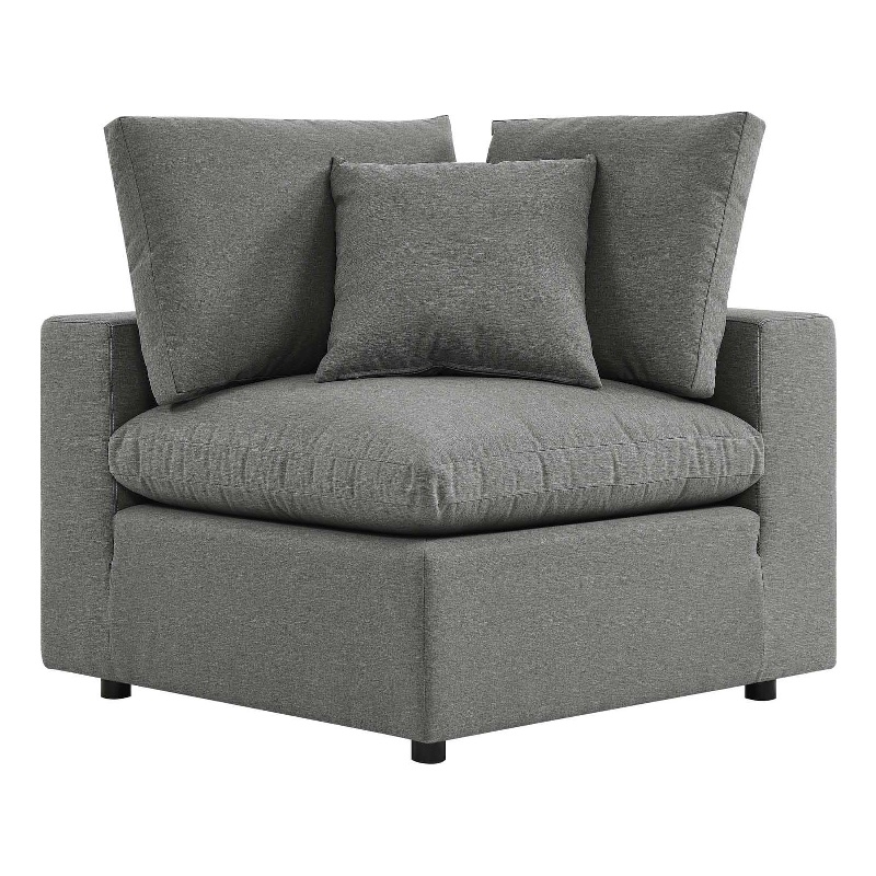Modway Commix Modern Fabric Overstuffed Outdoor Patio Corner Chair in Charcoal