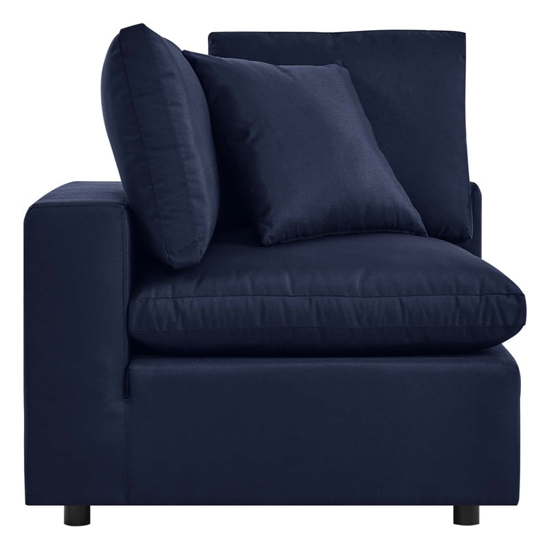 Modway Commix Modern Fabric Overstuffed Outdoor Patio Corner Chair in Navy
