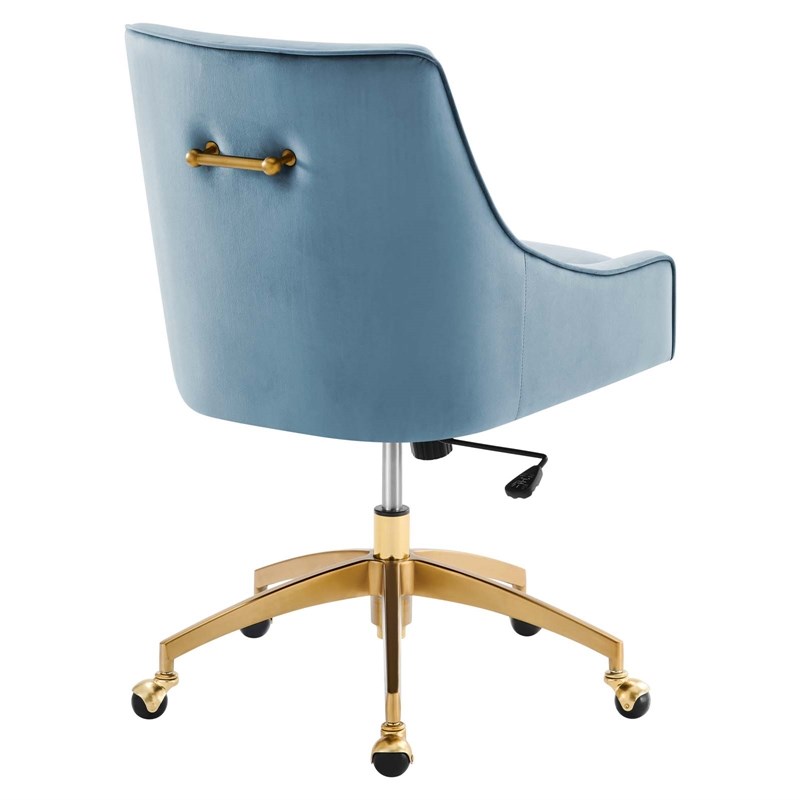 Modway Discern Modern Performance Velvet Swivel Office Chair in Light Blue