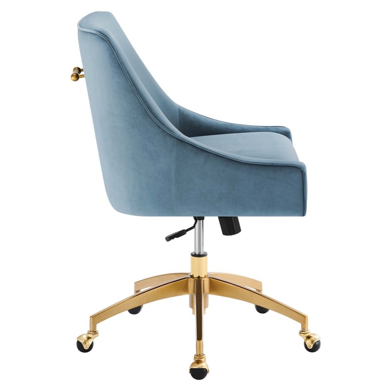 Modway Discern Modern Performance Velvet Swivel Office Chair in Light Blue