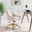 Modway Discern Modern Performance Velvet Swivel Office Chair in Pink/Gold