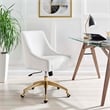 Modway Discern Modern Performance Velvet Swivel Office Chair in White/Gold