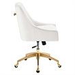 Modway Discern Modern Performance Velvet Swivel Office Chair in White/Gold