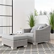 Modway Conway 2-Piece Rattan/Fabric Patio Armchair and Ottoman Set in Gray
