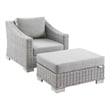 Modway Conway 2-Piece Rattan/Fabric Patio Armchair and Ottoman Set in Gray