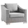 Modway Conway 2-Piece Rattan/Fabric Patio Armchair and Ottoman Set in Gray
