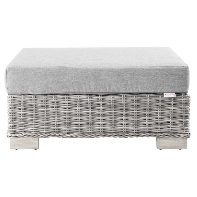 Modway Conway 2-Piece Rattan/Fabric Patio Armchair and Ottoman Set in Gray
