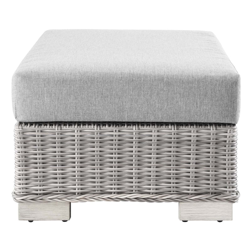 Modway Conway 2-Piece Rattan/Fabric Patio Armchair and Ottoman Set in Gray