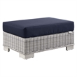 Modway Conway 2-Piece Rattan/Fabric Patio Armchair and Ottoman Set in Gray/Navy