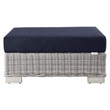 Modway Conway 2-Piece Rattan/Fabric Patio Armchair and Ottoman Set in Gray/Navy