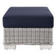 Modway Conway 2-Piece Rattan/Fabric Patio Armchair and Ottoman Set in Gray/Navy
