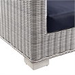 Modway Conway 2-Piece Rattan/Fabric Patio Armchair and Ottoman Set in Gray/Navy