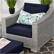 Modway Conway 2-Piece Rattan/Fabric Patio Armchair and Ottoman Set in Gray/Navy