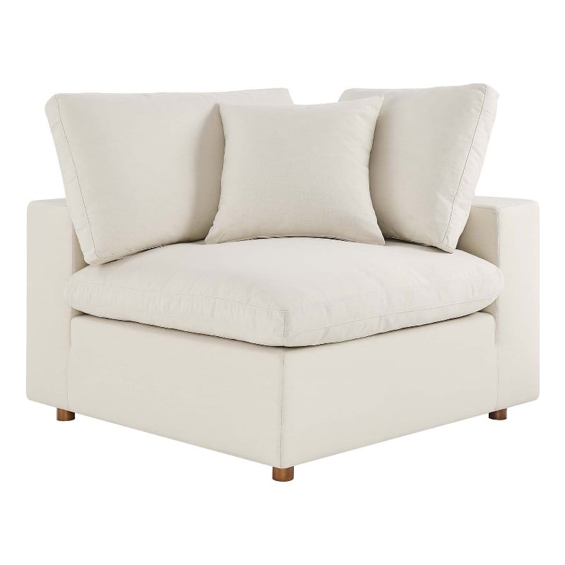Modway Commix Fabric Down Filled Overstuffed Corner Chair in Light Beige