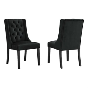 Modway Baronet 20&quot Tufted Velvet Dining Chairs in Black (Set of 2)