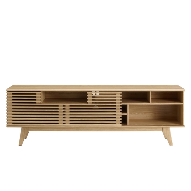 Modway Render Wood Media Console Tv Stand For Tvs Up To 78 In Oak Cymax Business