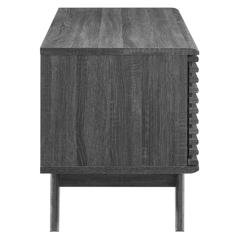 Modway Render Wood & Vinyl Record Display Stand with Sliding Door in Charcoal