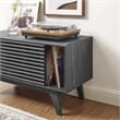Modway Render Wood & Vinyl Record Display Stand with Sliding Door in Charcoal