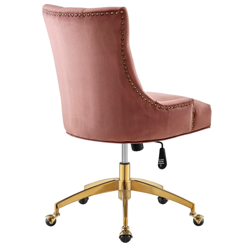 Modway Regent Modern Velvet Swivel Office Chair in Gold & Dusty Rose Pink