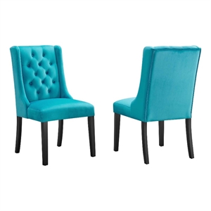 Modway Baronet 20&quot Tufted Velvet Dining Chairs in Blue/Black (Set of 2)