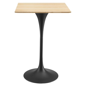 Modway Lippa 28&quot Square Modern Wood & Metal Bar Table in Natural/Black