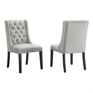 Modway Baronet 20&quot Tufted Velvet Dining Chairs in Light Gray/Black (Set of 2)