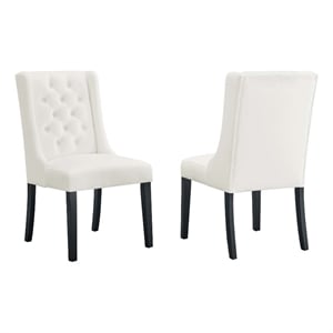 Modway Baronet 20&quot Tufted Velvet Dining Chairs in White/Black (Set of 2)