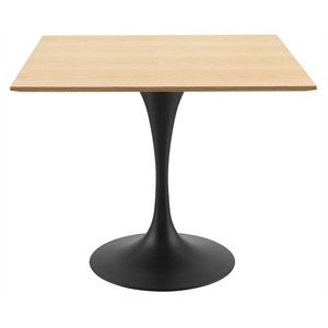 Modway Lippa 36&quot Square Wood and Metal Dining Table in Natural/Black