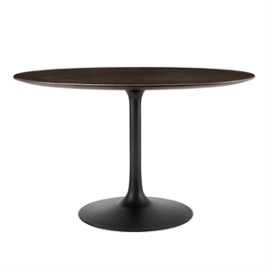 Modway Lippa 47&quot Round Wood and Metal Dining Table in Cherry Walnut/Black
