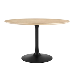 Modway Lippa 47&quot Round Wood and Metal Dining Table in Natural/Black