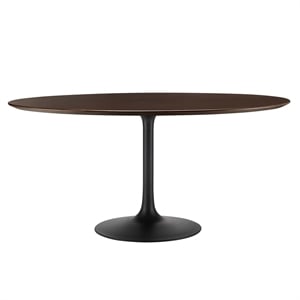 Modway Lippa 60&quot Round Wood and Metal Dining Table in Cherry Walnut/Black
