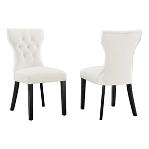Modway Silhouette 20&quot Modern Fabric Dining Chairs in Black/White (Set of 2)