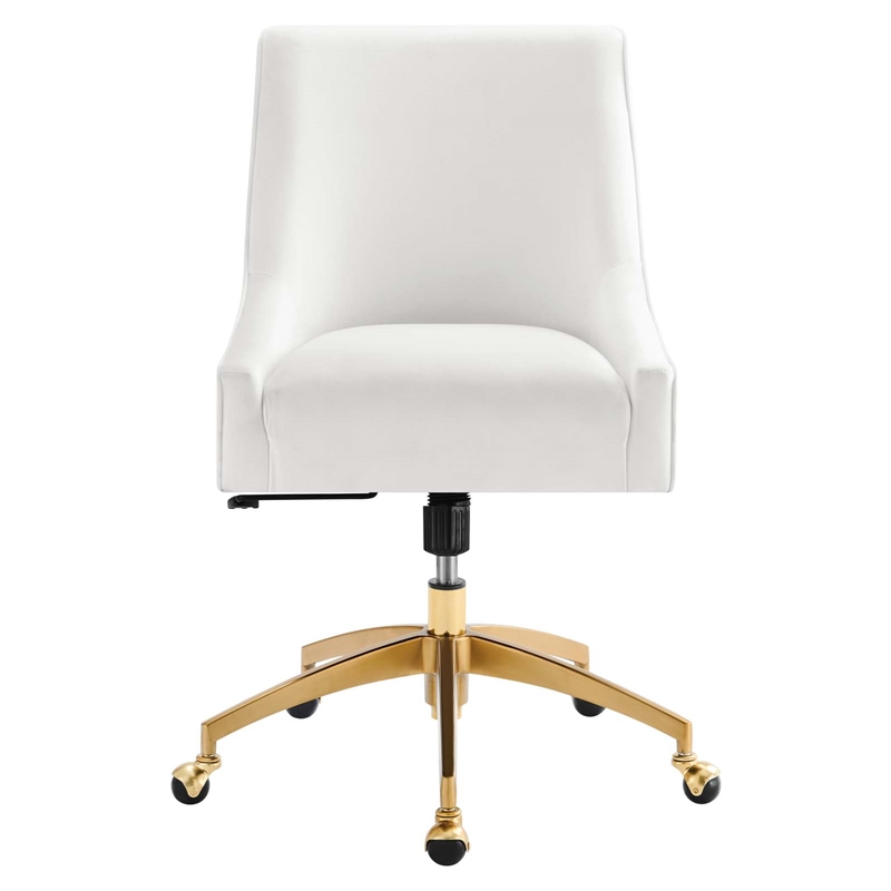 Modway Discern Modern Performance Velvet Swivel Office Chair in White