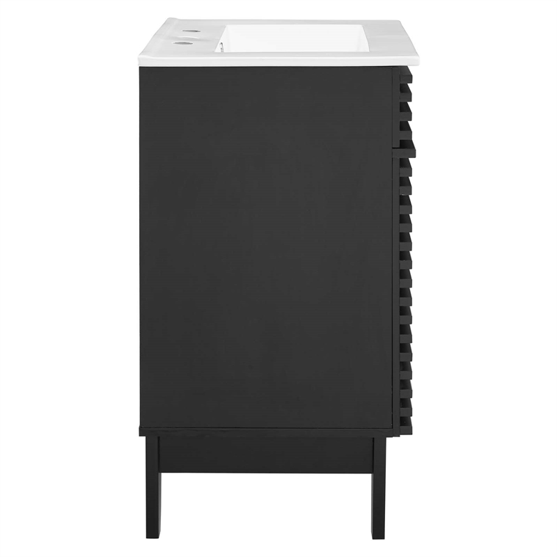 Modway Render Modern Style Wood Bathroom Vanity in Black and White
