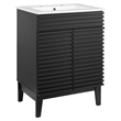 Modway Render Modern Style Wood Bathroom Vanity in Black and White