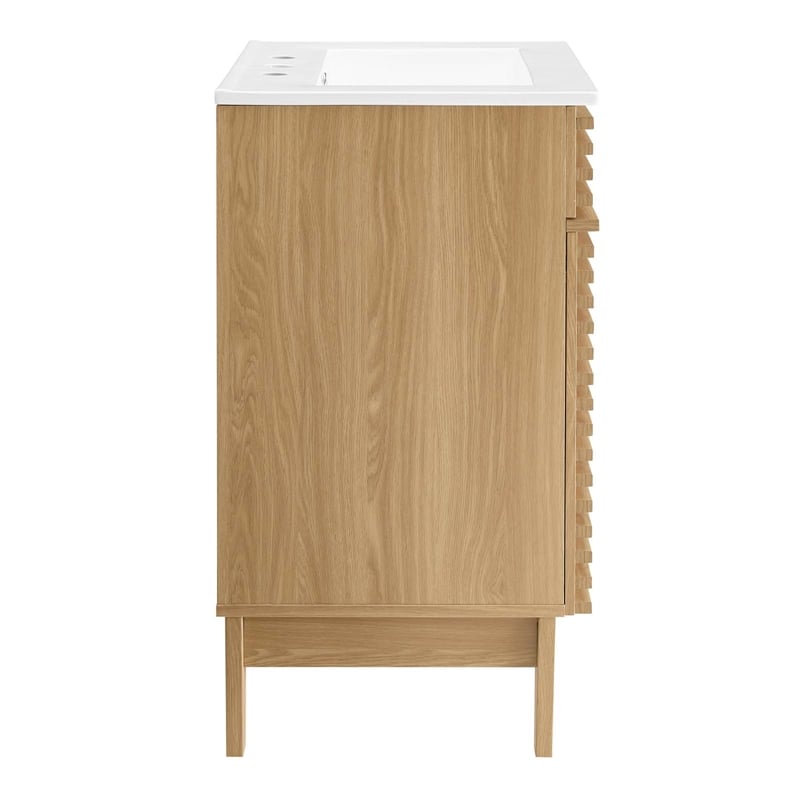 Modway Render Modern Style Wood Bathroom Vanity in Oak and White