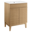 Modway Render Modern Style Wood Bathroom Vanity in Oak and White