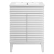 Modway Render Modern Style Wood Bathroom Vanity in White Finish