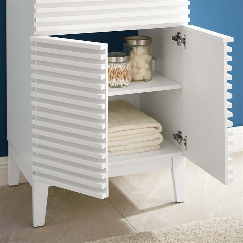 Modway Render Modern Style Wood Bathroom Vanity in White Finish