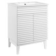 Modway Render Modern Style Wood Bathroom Vanity in White Finish