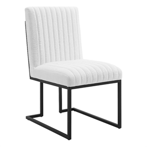 Modway Indulge 18.5&quot Modern Fabric Dining Chair in White/Matte Black