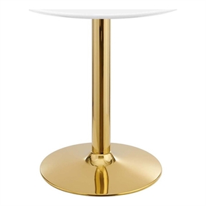 Modway Verne 28&quot Round Modern Wood & Metal Dining Table in White/Gold