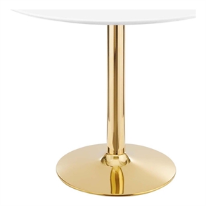 Modway Verne 35&quot Round Modern Wood & Metal Dining Table in White/Gold