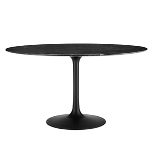 Modway Lippa 54&quot Artificial Marble and Metal Dining Table in Black