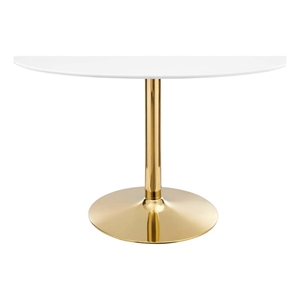 Modway Verne 27.5&quot x 48&quot Oval Modern Wood/Metal Dining Table in White/Gold