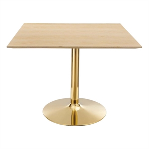 Modway Verne 40&quot Square Wood and Metal Dining Table in Natural/Gold