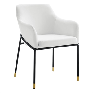 Modway Jovi 19&quot Modern Performance Velvet Dining Armchair in White/Black