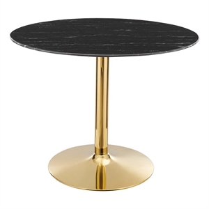 Modway Verne 40&quot Modern Artificial Marble & Metal Dining Table in Black/Gold
