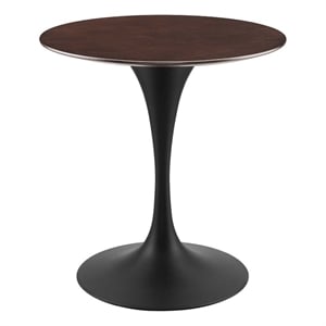 Modway Lippa 28&quot Round Modern Wood & Metal Dining Table in Cherry Walnut/Black