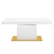 Modway Vector Expandable Modern Wood Dining Table in White/Gold